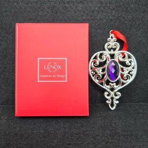 Lenox Ornament Bejeweled Spire Silverplate Purple Faceted Stone Christmas